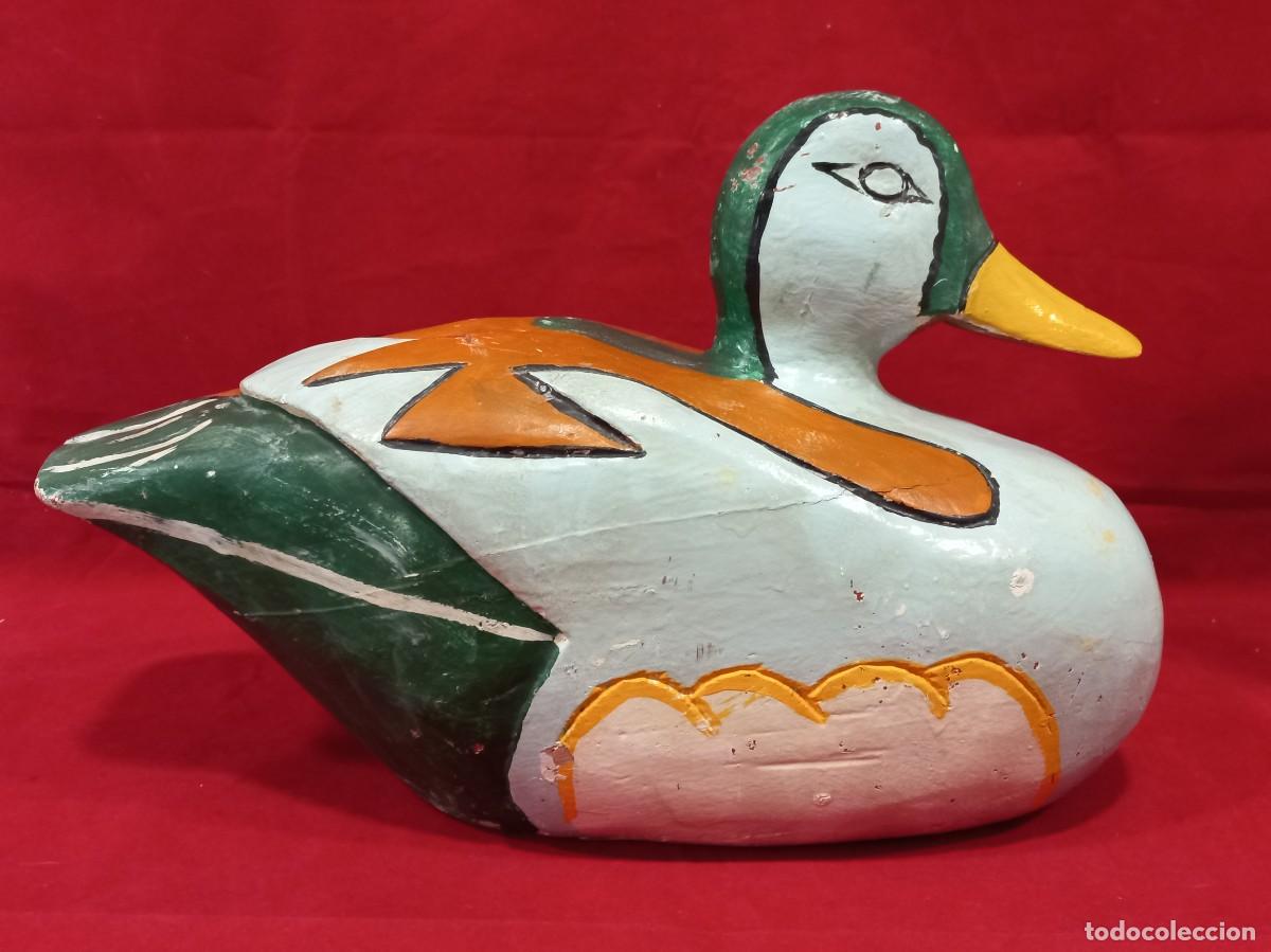 Vintage: PATO DE MADERA TALLADA Y PINTADO A MANO - Foto 3