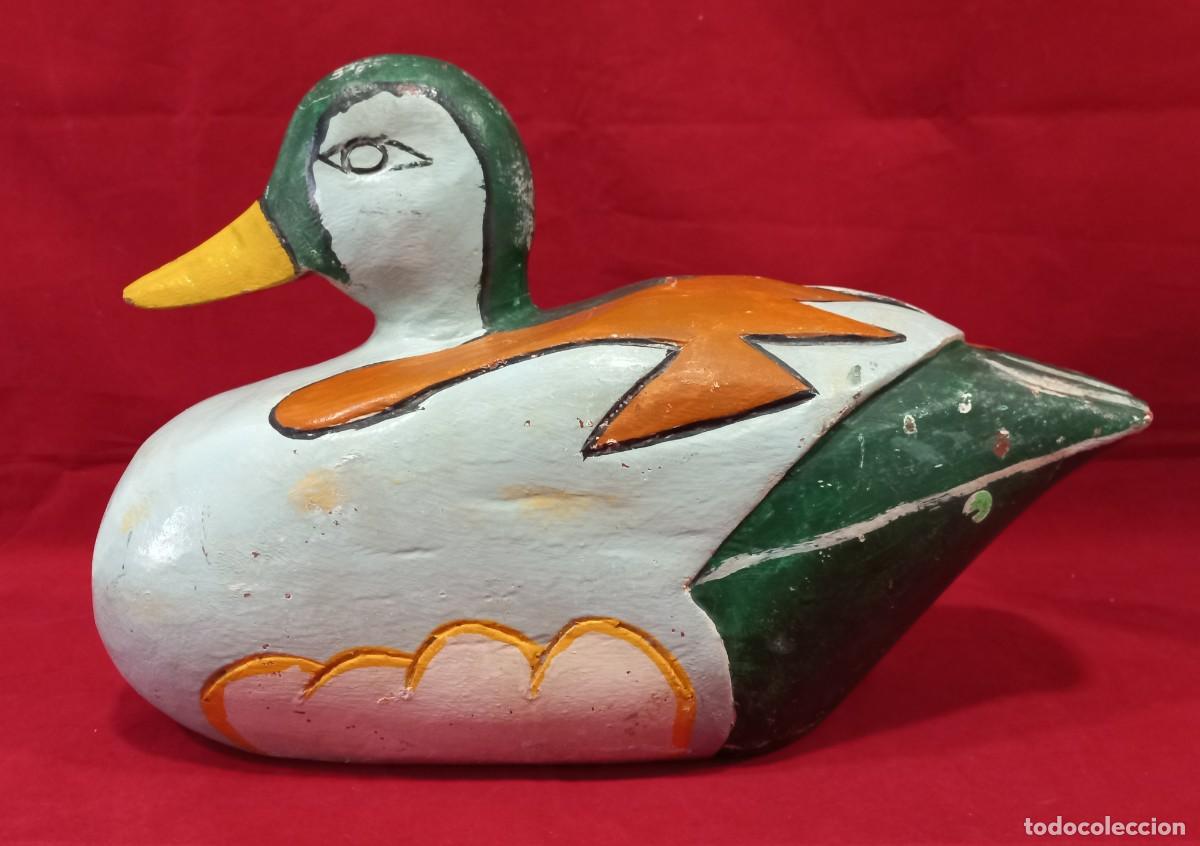 Vintage: PATO DE MADERA TALLADA Y PINTADO A MANO - Foto 4