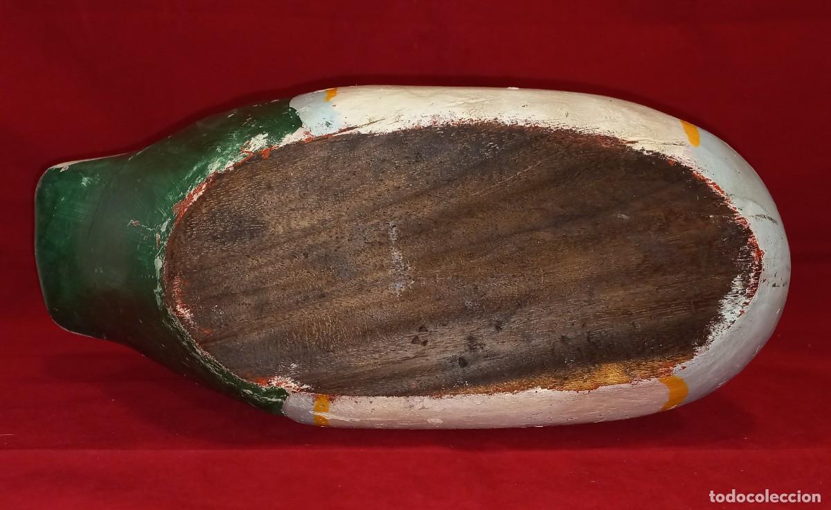 Vintage: PATO DE MADERA TALLADA Y PINTADO A MANO - Foto 8