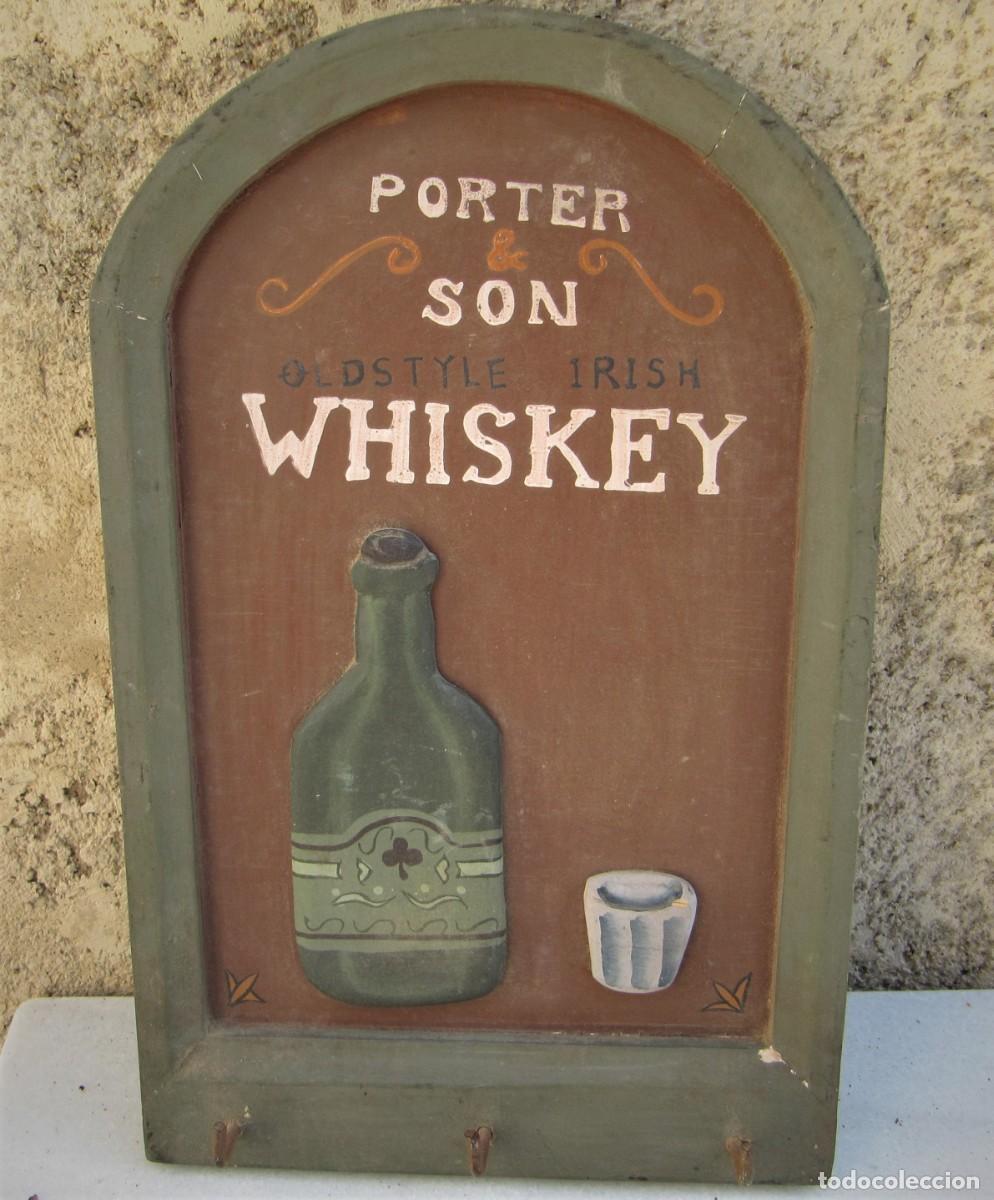 Vintage: Panel colador decorativo madera estucada Irish Whiskey Vintage