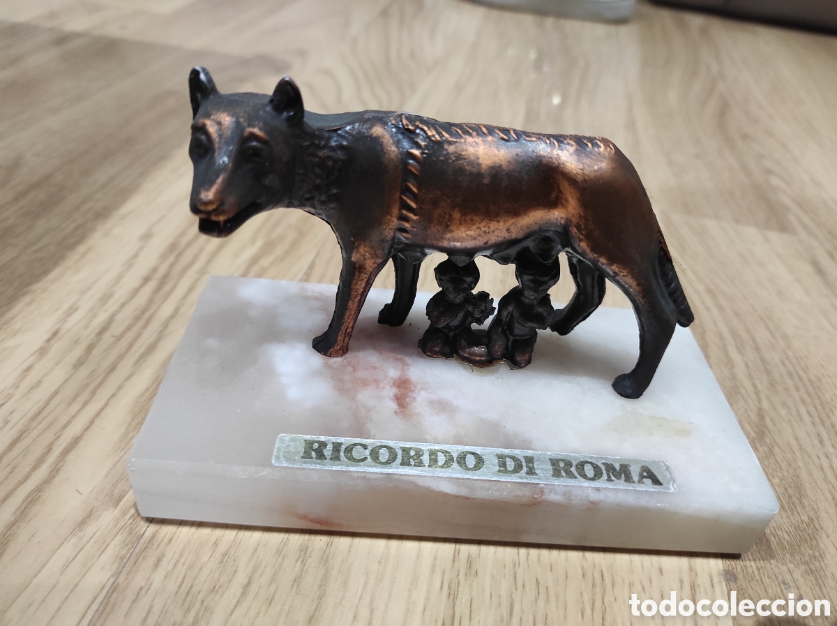 Vintage: Pisapapeles Recuerdo de Roma loba romulo rem