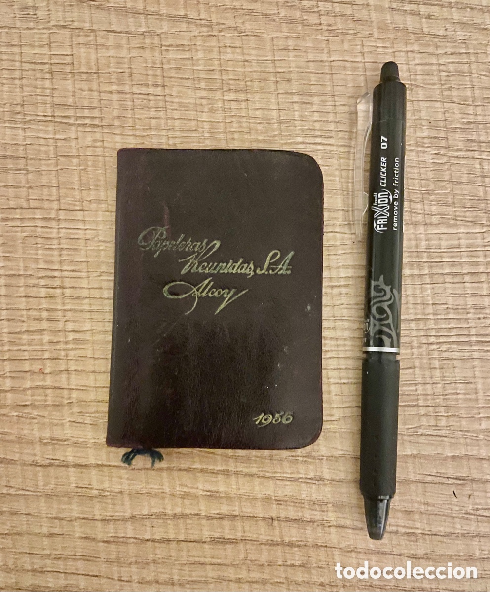 Vintage: AGENDA DE CUERO A&Ntilde;O 1956 , PAPELERAS REUNIDAS ALCOY S.A . Descripci&oacute;n y fotos