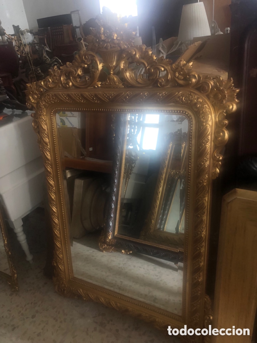 Vintage: espejo biselado cornucopia dorado - Foto 1