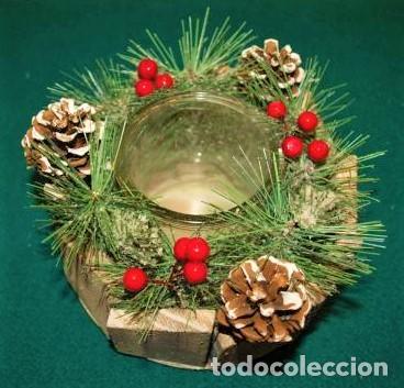 Vintage: Portavelas navide&ntilde;o de madera