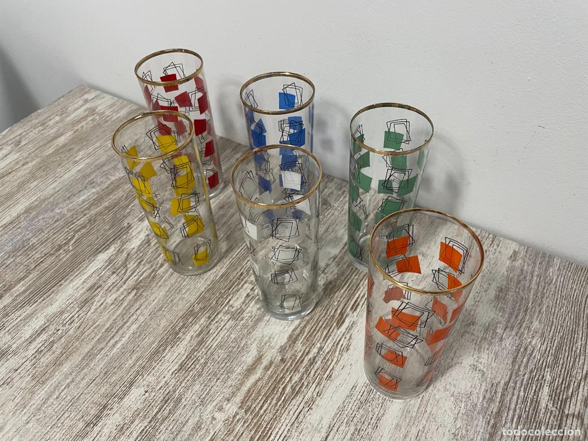 Vintage: VASOS DE TUBO VINTAGE CUADRADOS DE COLORES