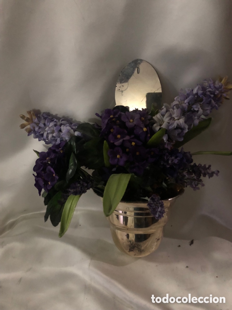 Vintage: JARDINERA DE ALPACA CON LILAS - Foto 2
