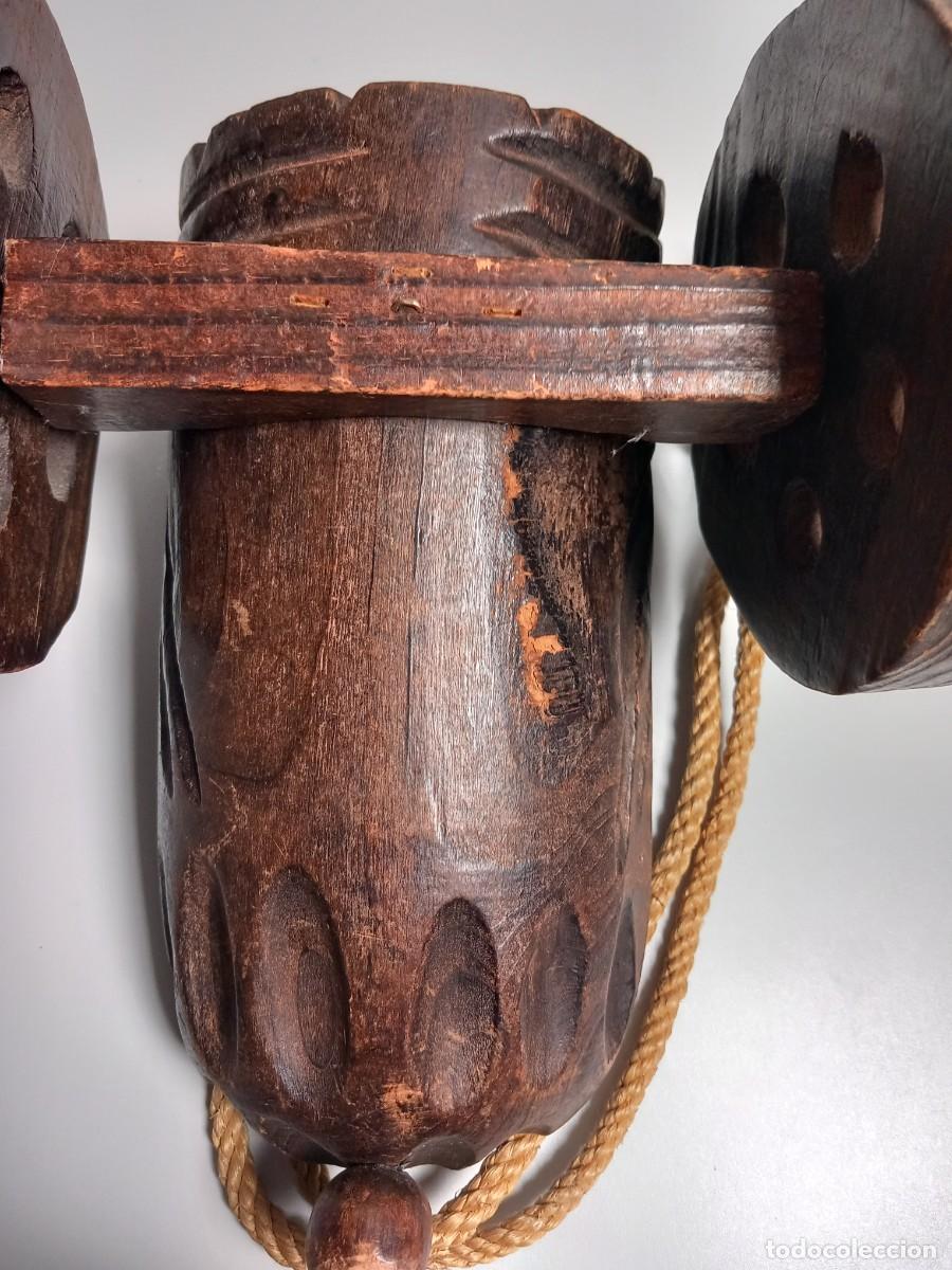 Vintage: BOTELLERO DE MADERA CON FORMA DE CA&Ntilde;&Oacute;N - Foto 7