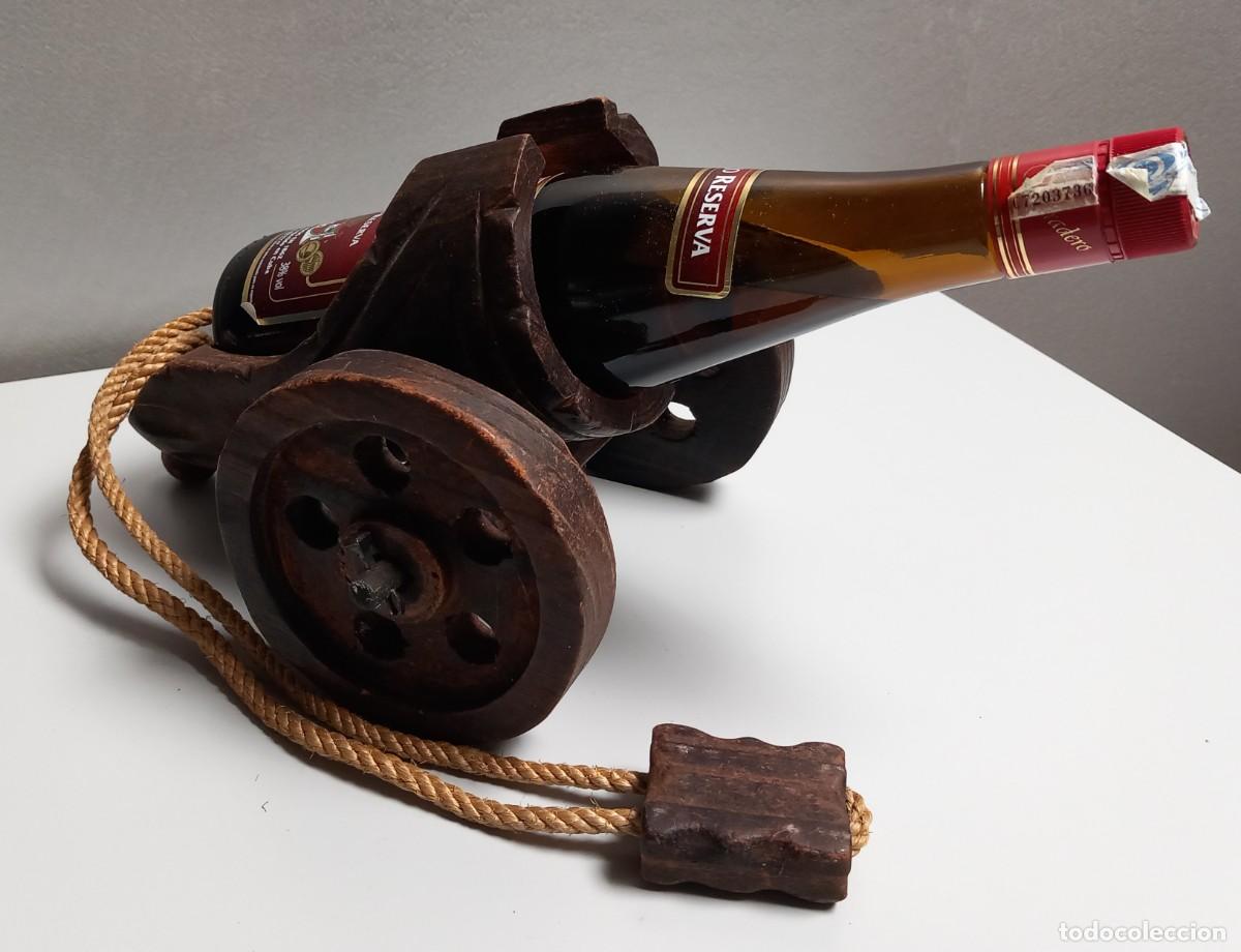 Vintage: BOTELLERO DE MADERA CON FORMA DE CA&Ntilde;&Oacute;N - Foto 8