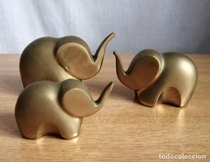 Vintage: TRES ELEFANTES DE BRONCE VINTAGE. - Foto 5