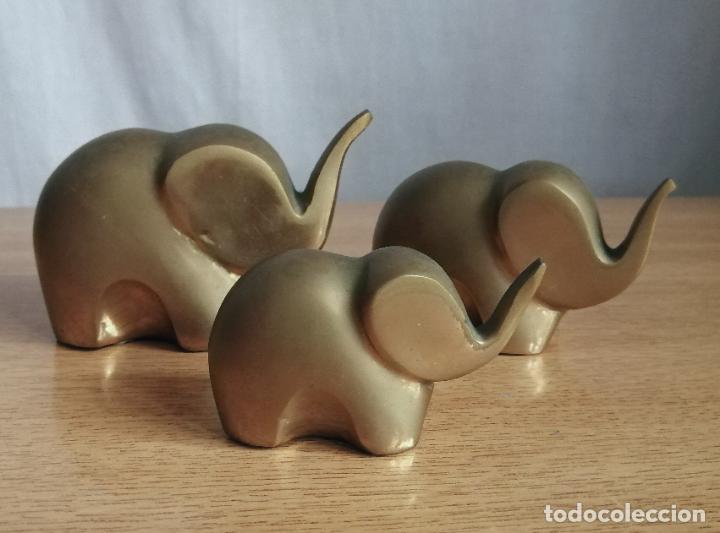 Vintage: TRES ELEFANTES DE BRONCE VINTAGE. - Foto 6
