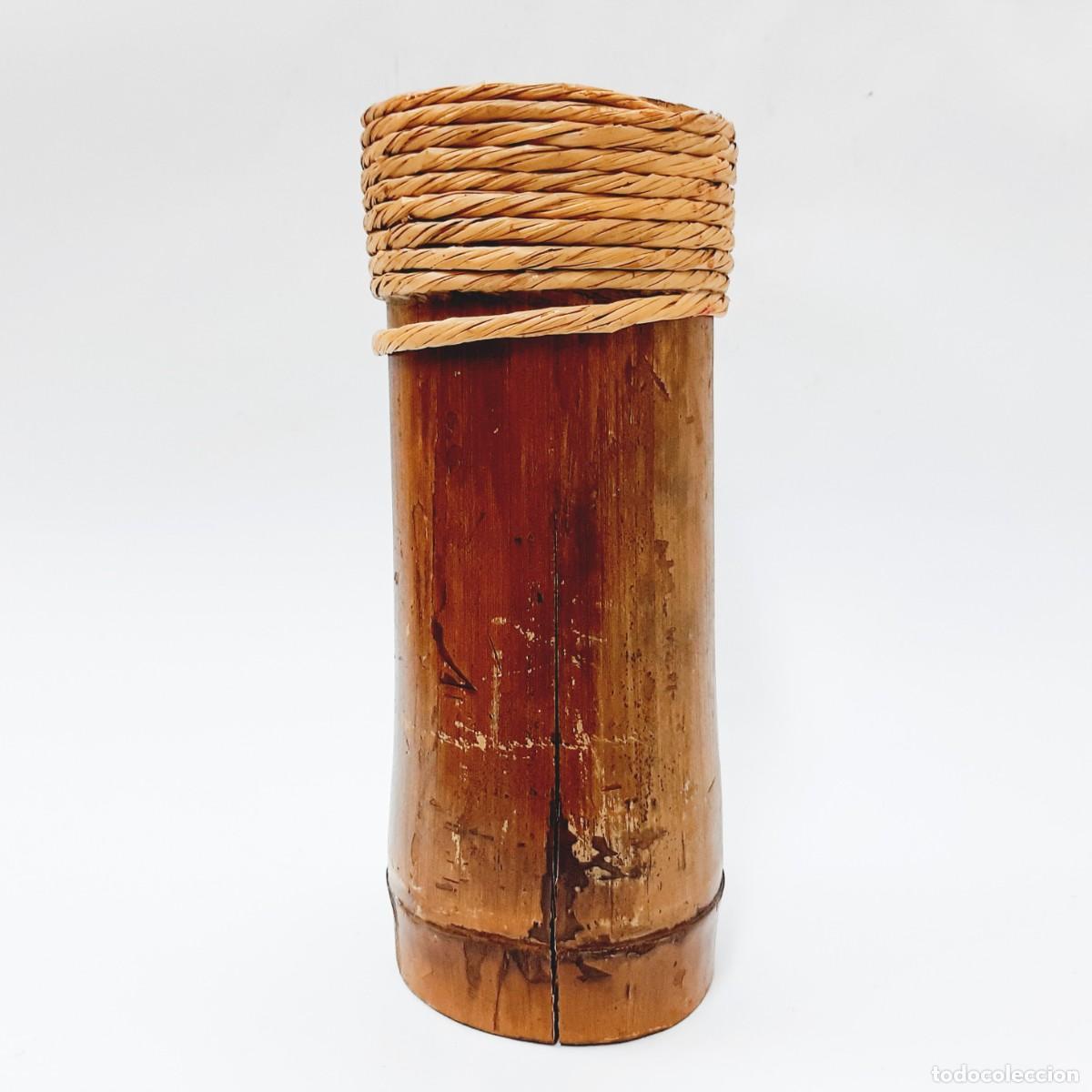 Vintage: Jarr&oacute;n vintage de bamb&uacute; con cuerda de mimbre(14.1)