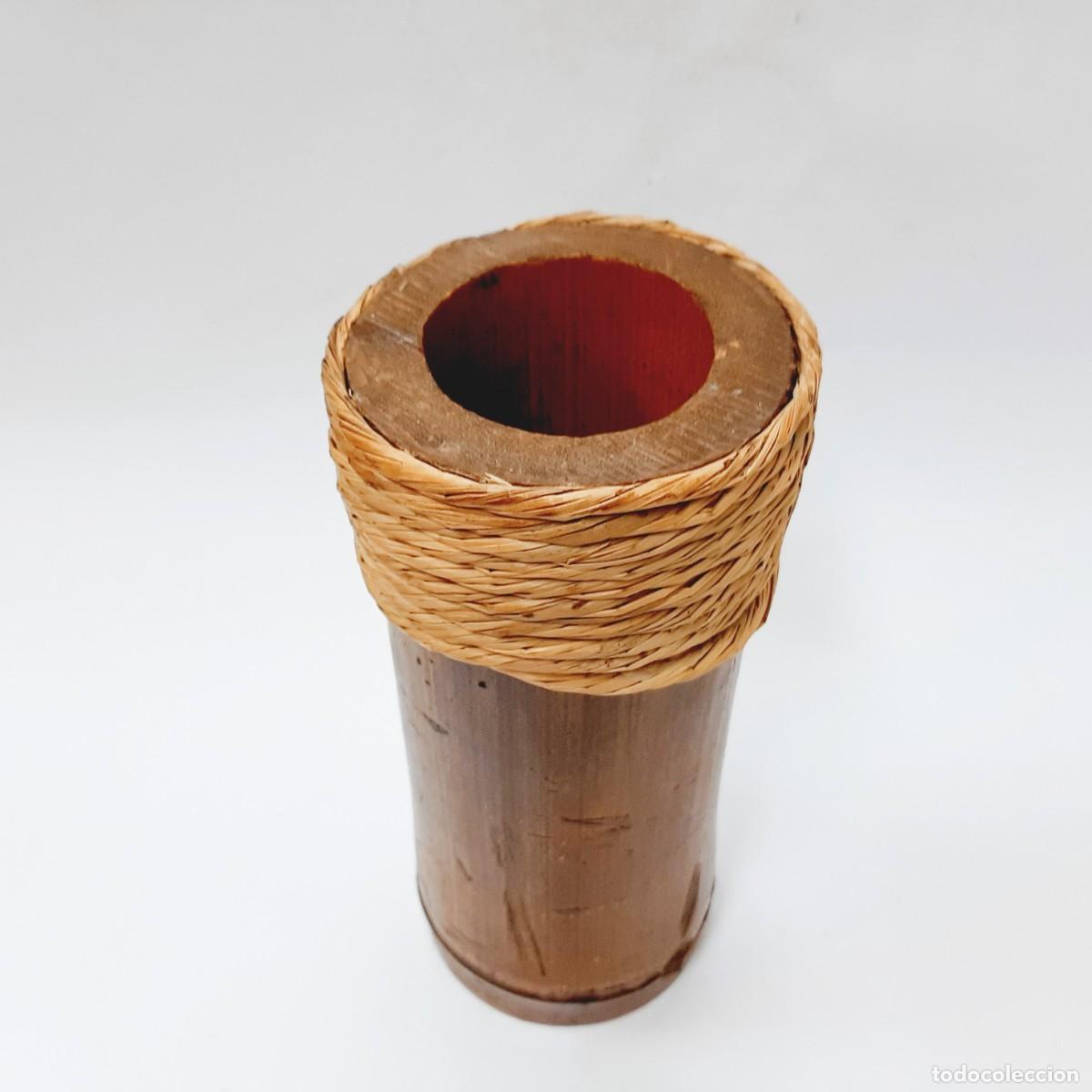 Vintage: Jarr&oacute;n vintage de bamb&uacute; con cuerda de mimbre(14.1) - Foto 3