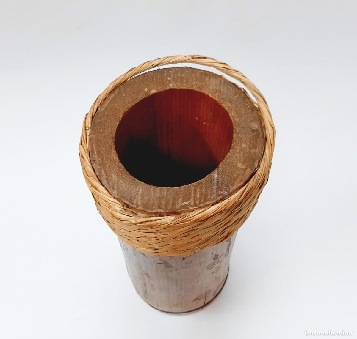 Vintage: Jarr&oacute;n vintage de bamb&uacute; con cuerda de mimbre(14.1) - Foto 5