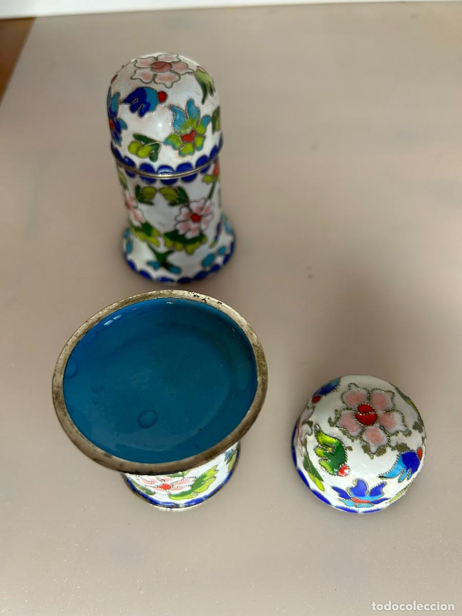 Vintage: palilleros de bronce esmaltados - Foto 4
