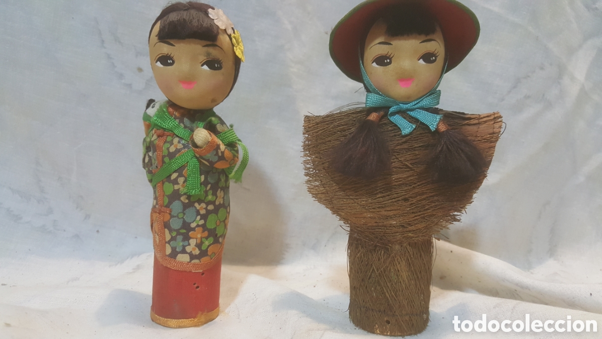 Vintage: LOTE 2 FIGURAS VINTAGE EN MADERA MUJERES ASI&Aacute;TICAS