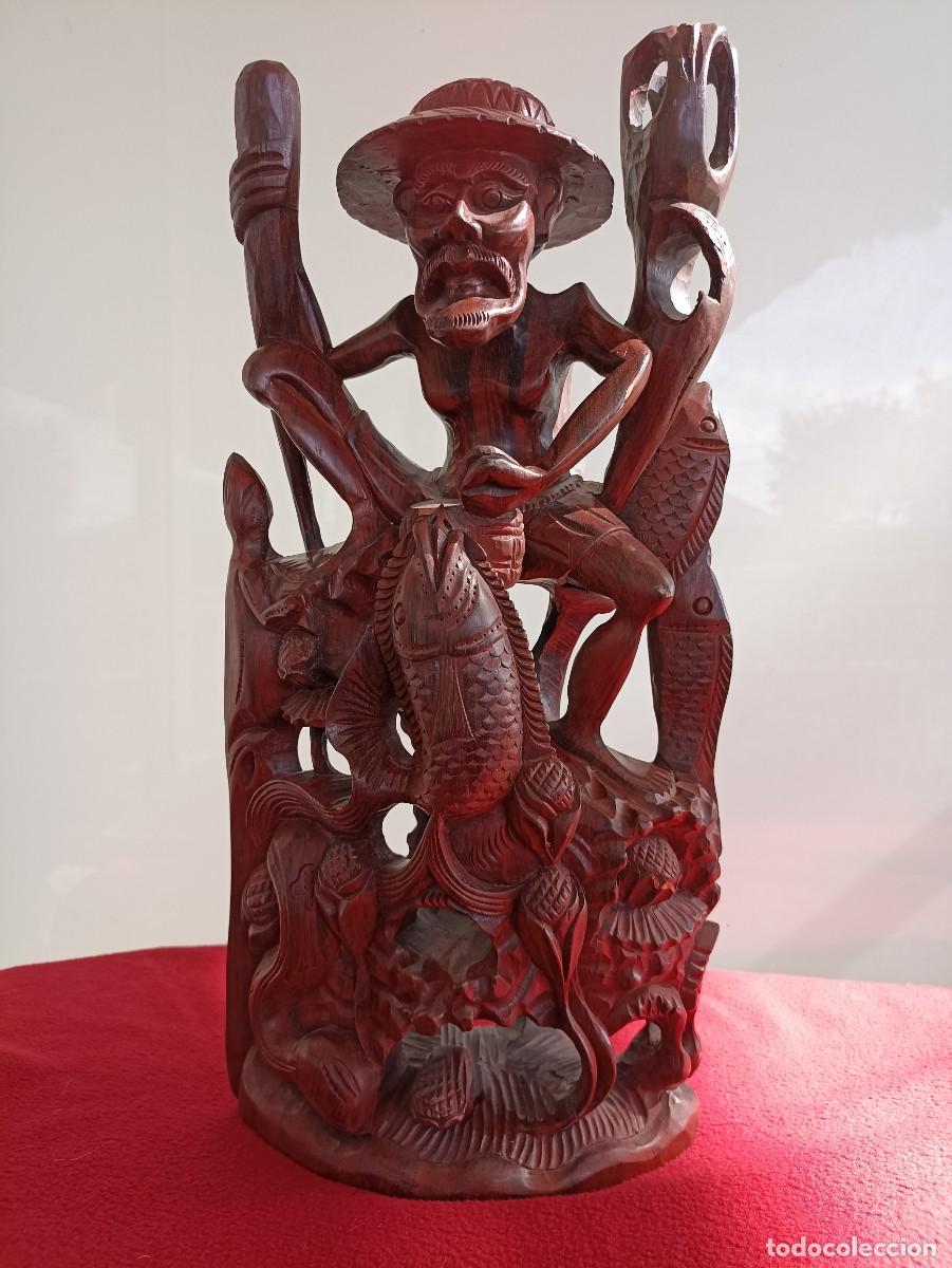 Vintage: FIGURA MADERA ORIENAL / - Foto 1