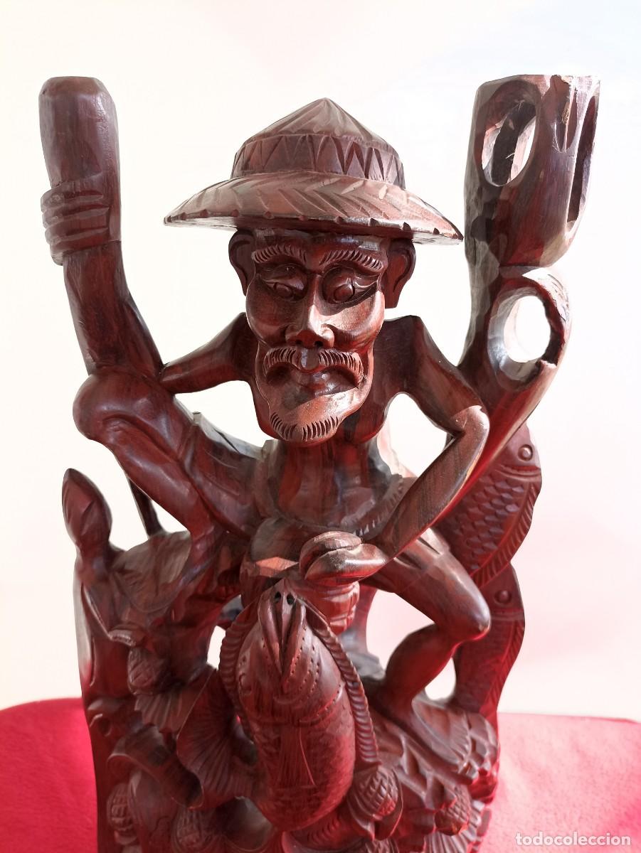 Vintage: FIGURA MADERA ORIENAL / - Foto 2
