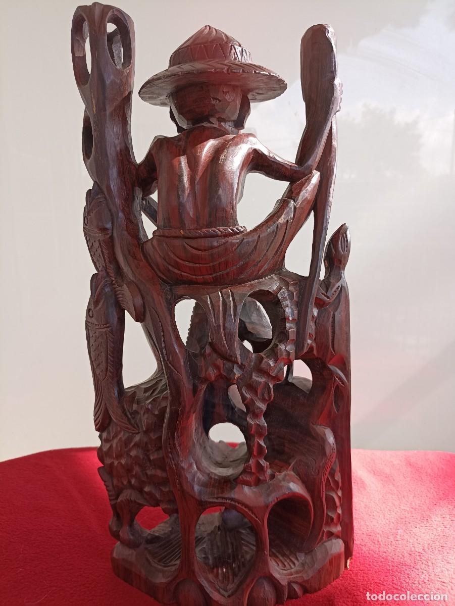 Vintage: FIGURA MADERA ORIENAL / - Foto 4