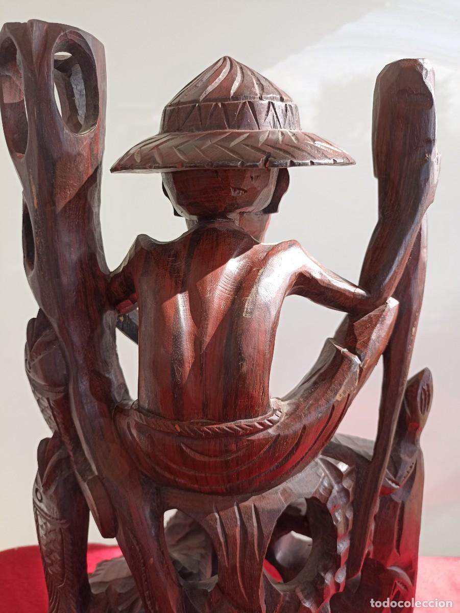 Vintage: FIGURA MADERA ORIENAL / - Foto 5
