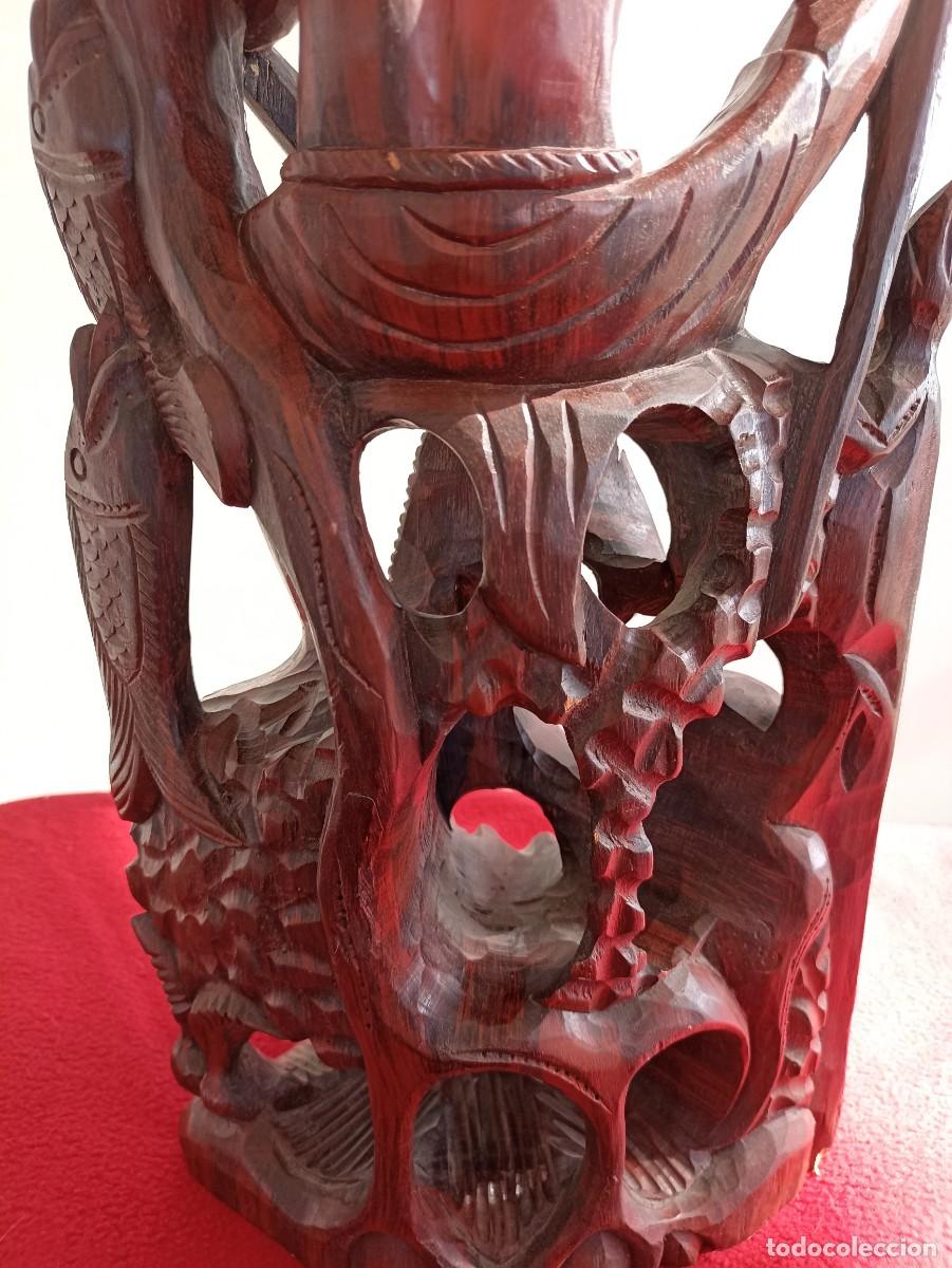 Vintage: FIGURA MADERA ORIENAL / - Foto 6
