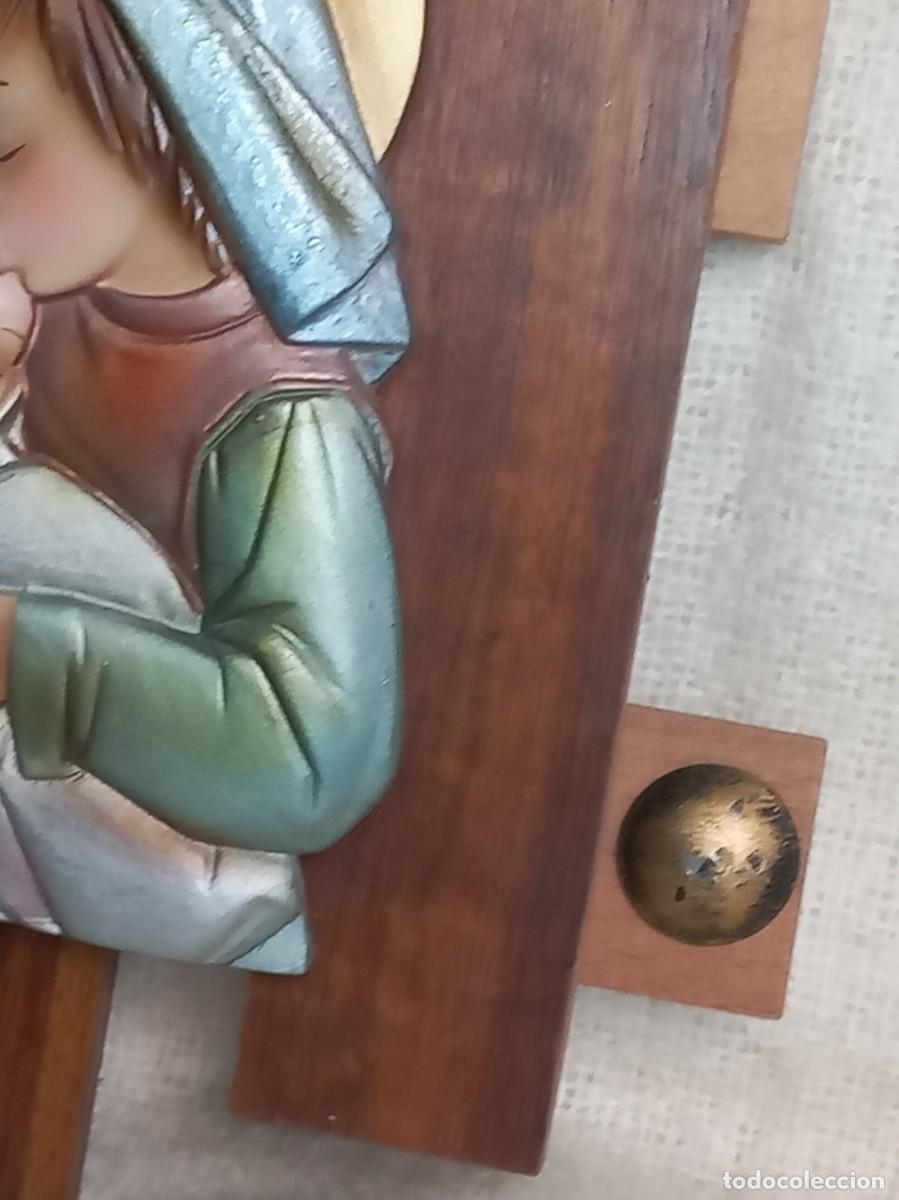 Vintage: CUADRO-RELIEVE (VIRGEN CON NI&Ntilde;O) madera - Foto 5