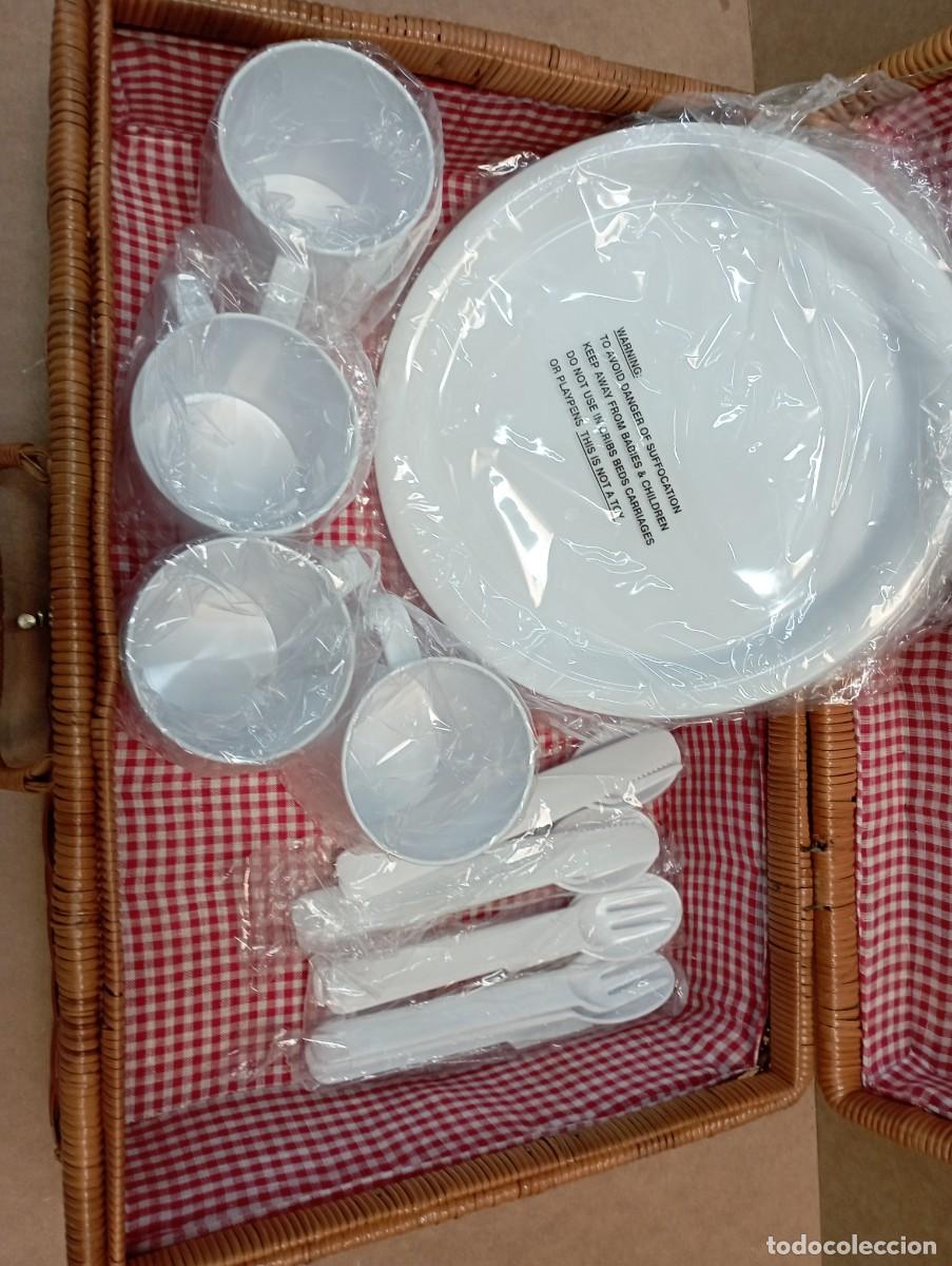 Vintage: Cesta de picnic con 4 servicios completos. Sin usar. C3 - Foto 3