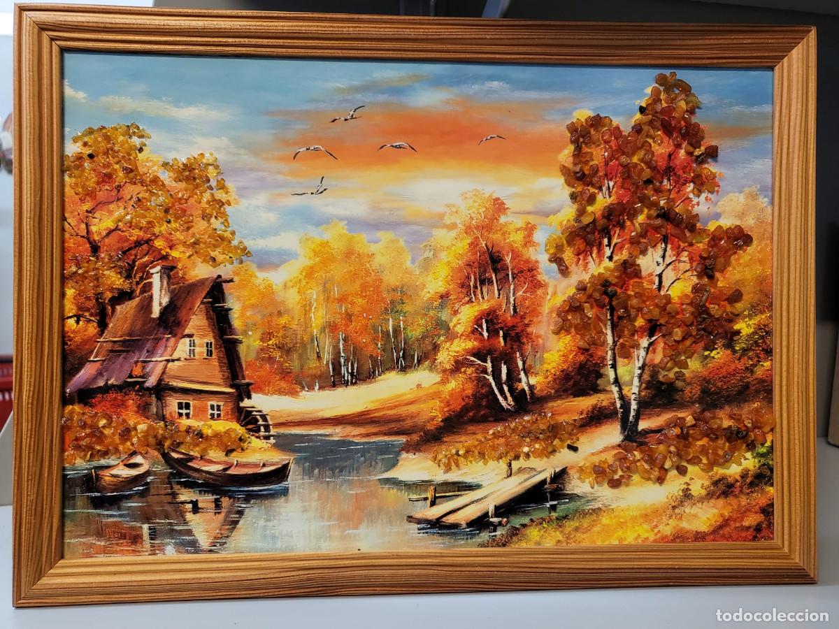 Vintage: Quadro Decorato con pezzi di ambra naturale 20/30см