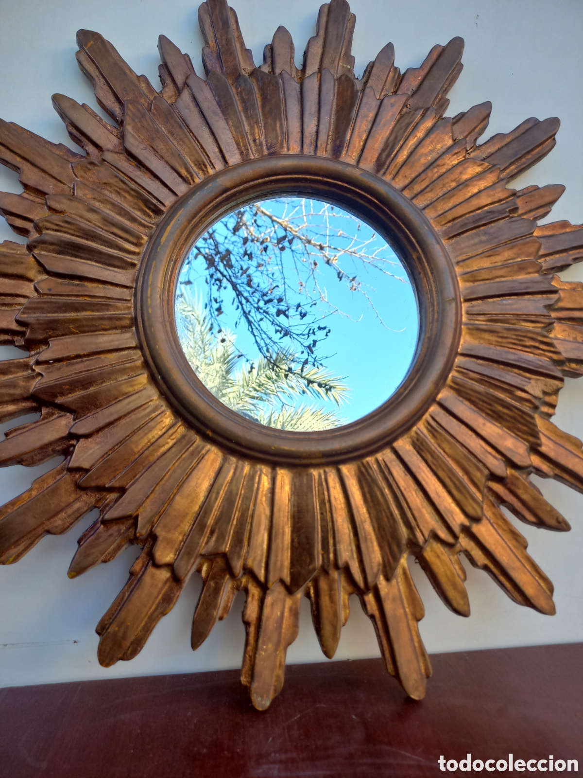 espejo sol de madera para pared dorado vintage - Compra venta en  todocoleccion