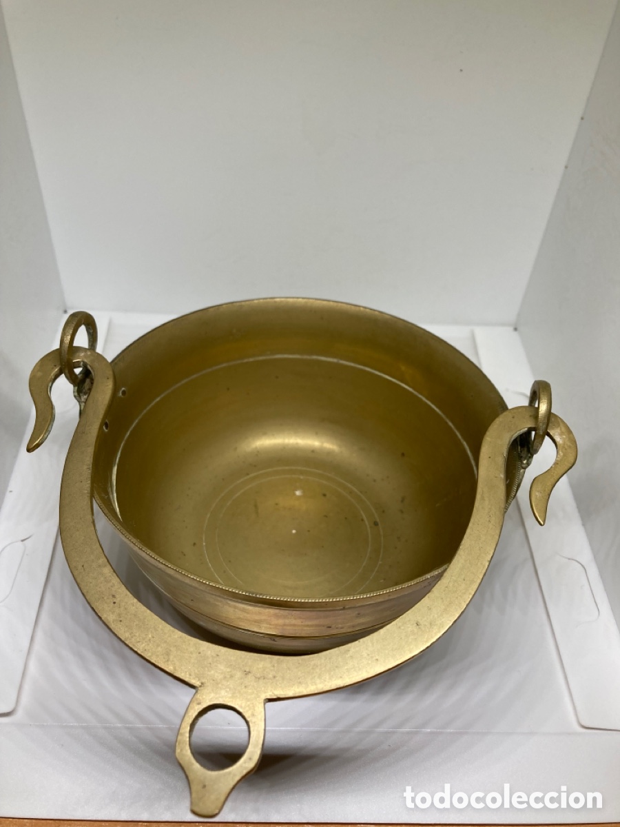 Vintage: POTE- CAZUELA PARA COLGAR DE BRONCE - Foto 4