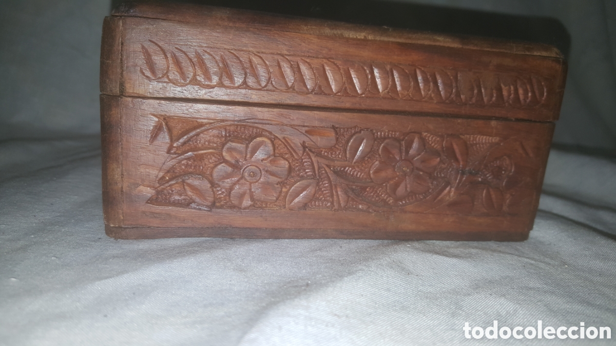 Vintage: CAJA DE MADERA HIND&Uacute; TALLADA A MANO - Foto 4