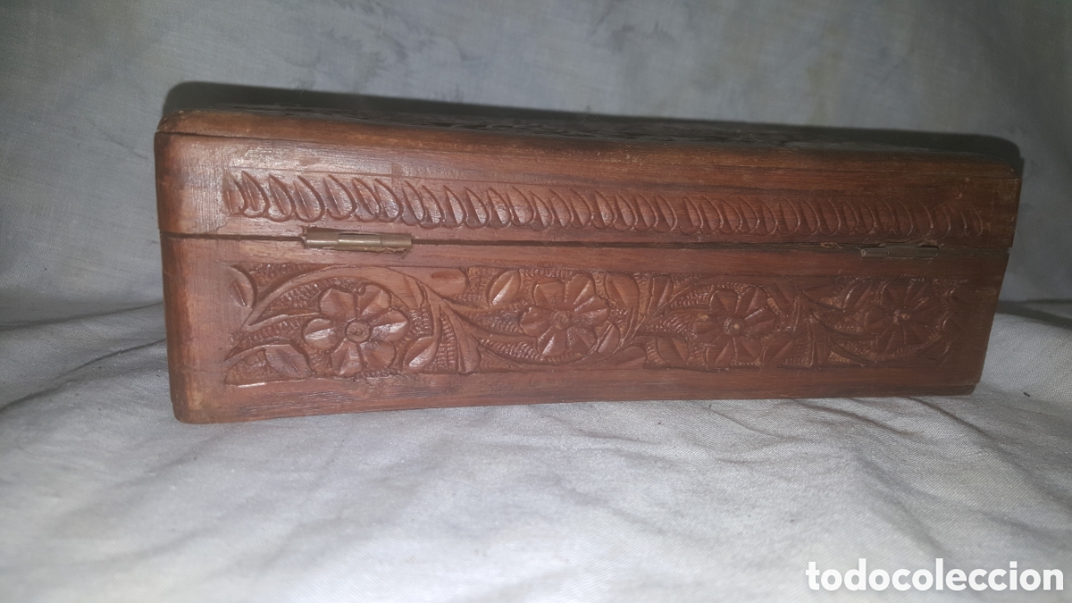 Vintage: CAJA DE MADERA HIND&Uacute; TALLADA A MANO - Foto 5