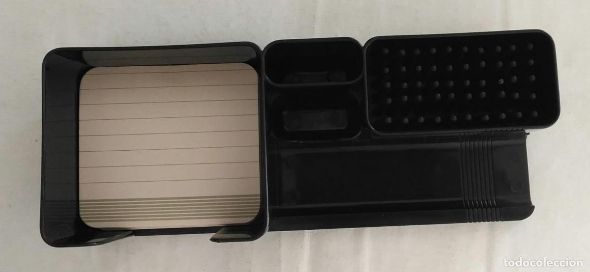 Vintage: Organizador sobremesa escritorio pl&aacute;stico negro a&ntilde;os 70 - 27cm x 10cm x 7cm