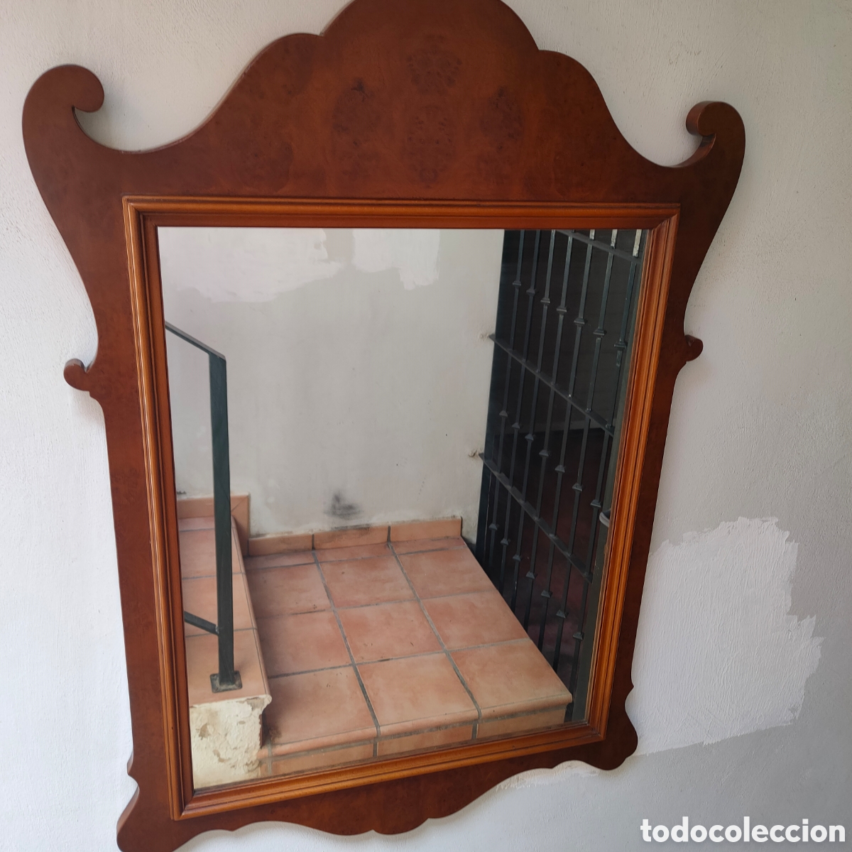 Vintage: GRAN ESPEJO RECTANGULAR DE MADERA MACIZA.104X74 CM. - Foto 3
