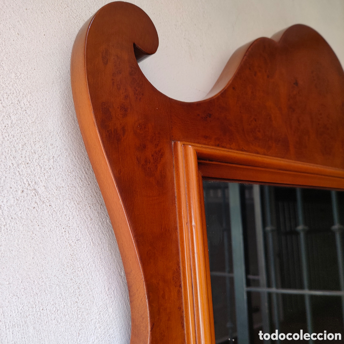 Vintage: GRAN ESPEJO RECTANGULAR DE MADERA MACIZA.104X74 CM. - Foto 9