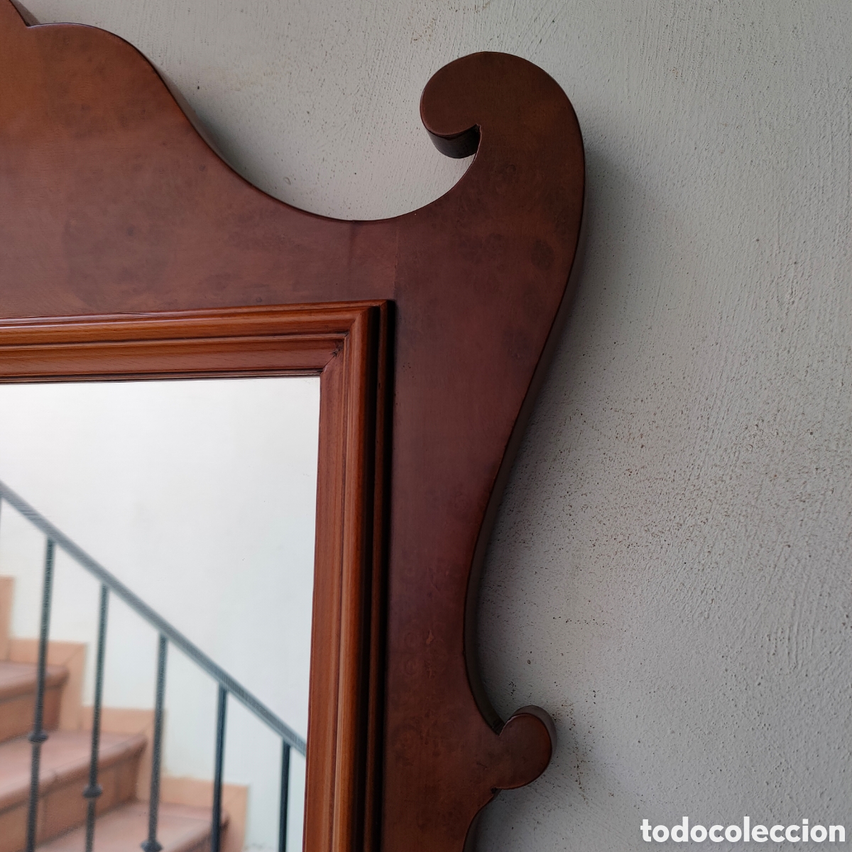 Vintage: GRAN ESPEJO RECTANGULAR DE MADERA MACIZA.104X74 CM. - Foto 4