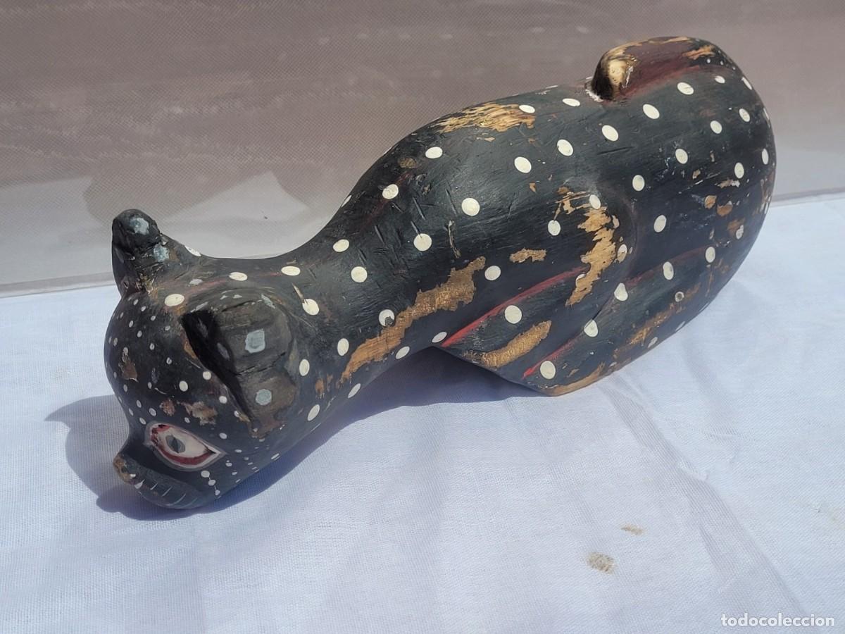Vintage: Gato de madera, tallado a mano, a&ntilde;os 50, 30cm