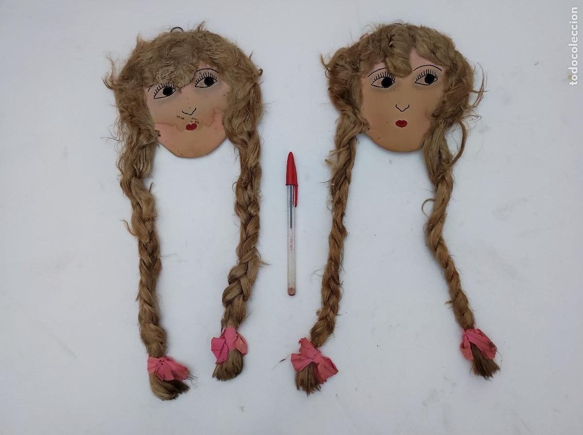 Vintage: 2 caras de mujer de trapo hechas a mano
