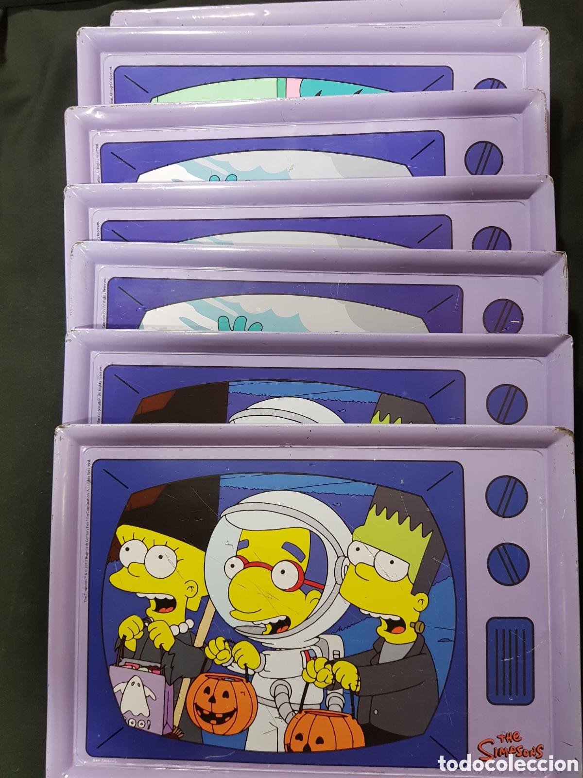 Vintage: LOTE 7 BANDEJA METAL LOS SIMPSONS A&Ntilde;O 2010