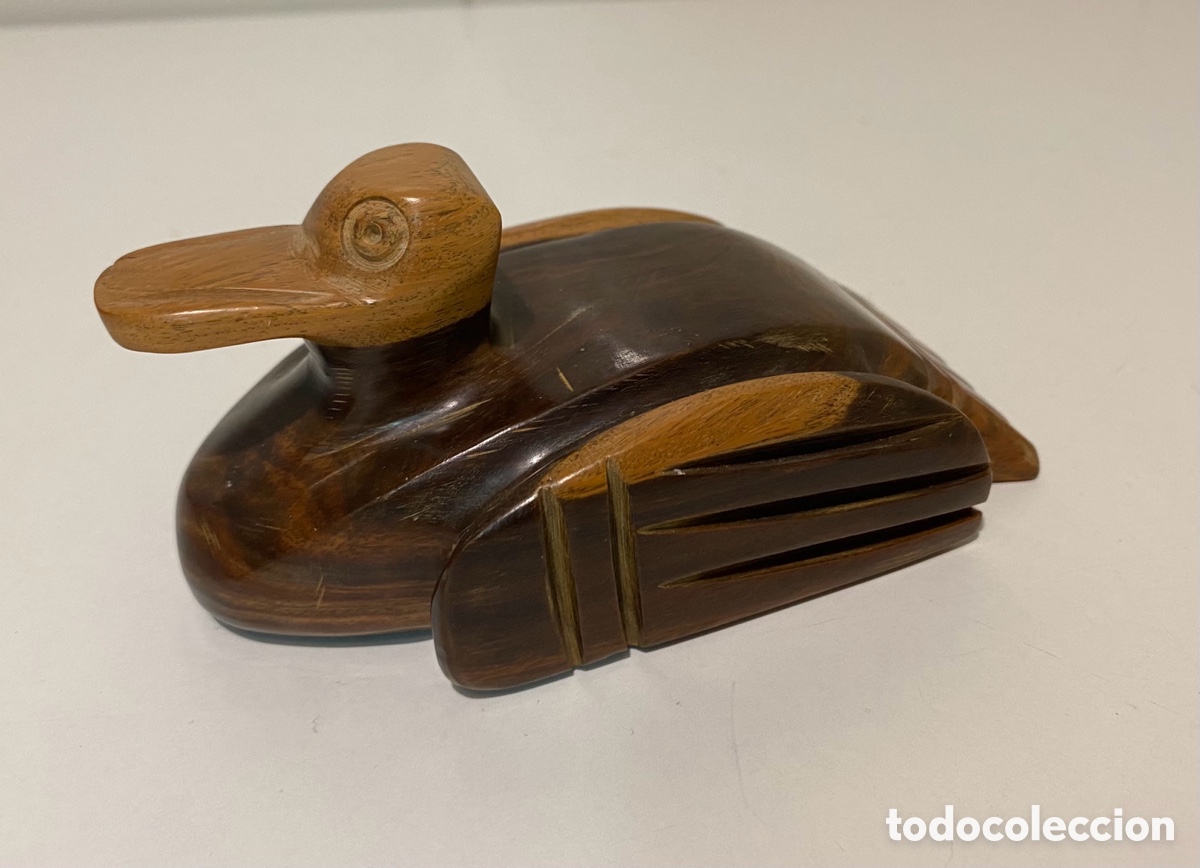 Vintage: Pato tallado en madera - Foto 2