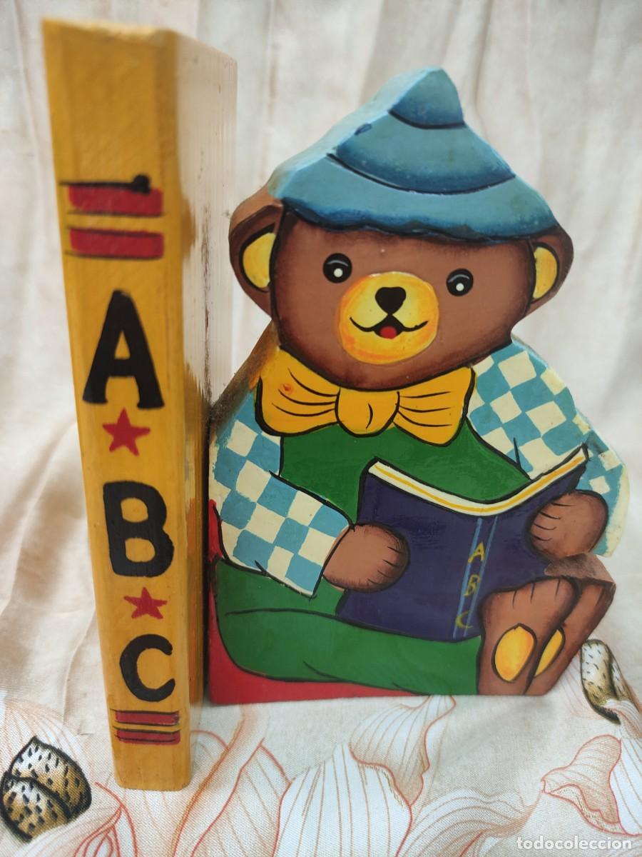 Vintage: Antiguos sujeta libros madera ositos - Foto 3