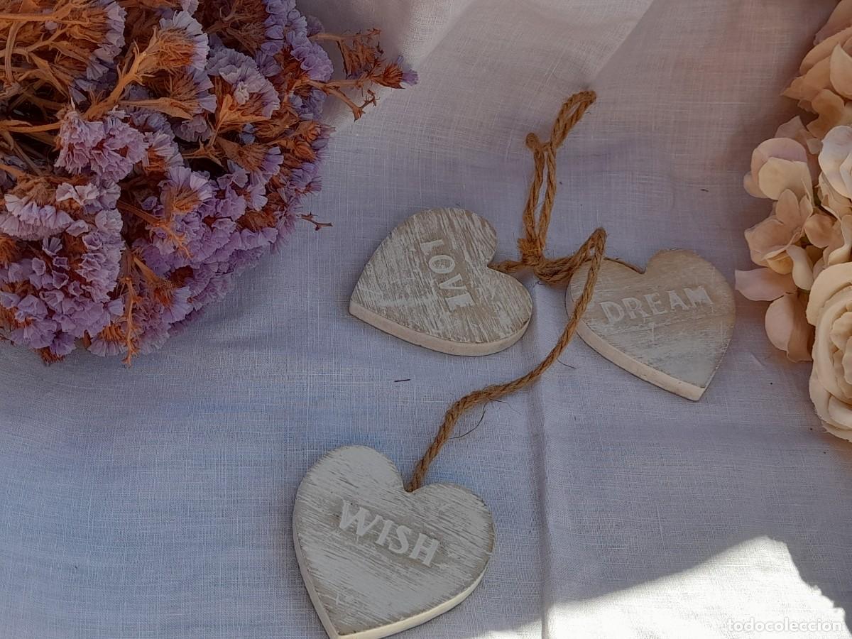 Vintage: Colgante corazones de madera