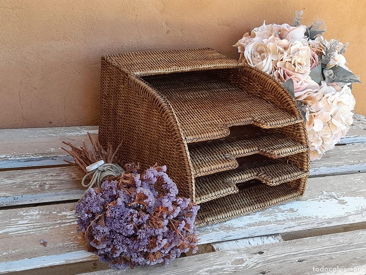 Vintage: Porta-papeles de fibras naturales