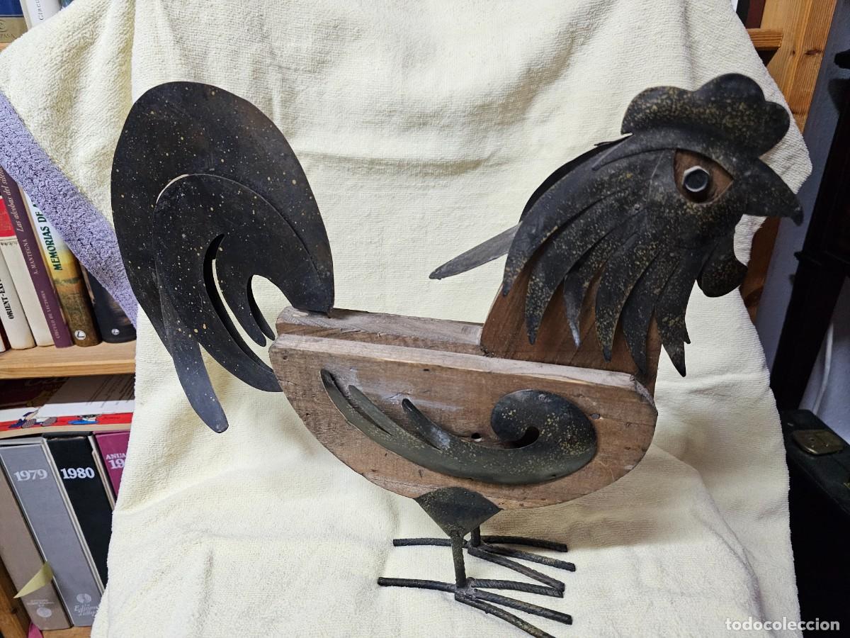 Vintage: GALLO DE MADERA Y HOJALATA - Foto 2