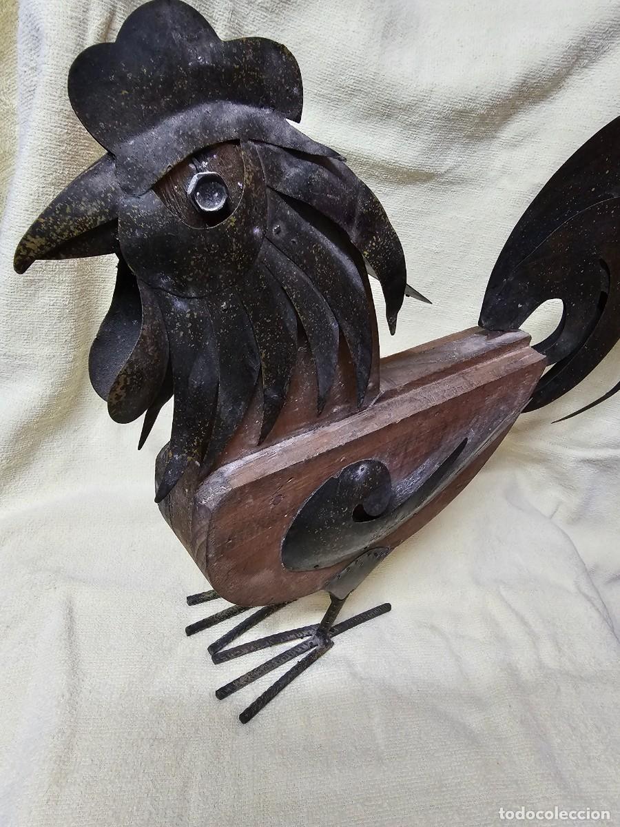 Vintage: GALLO DE MADERA Y HOJALATA - Foto 6