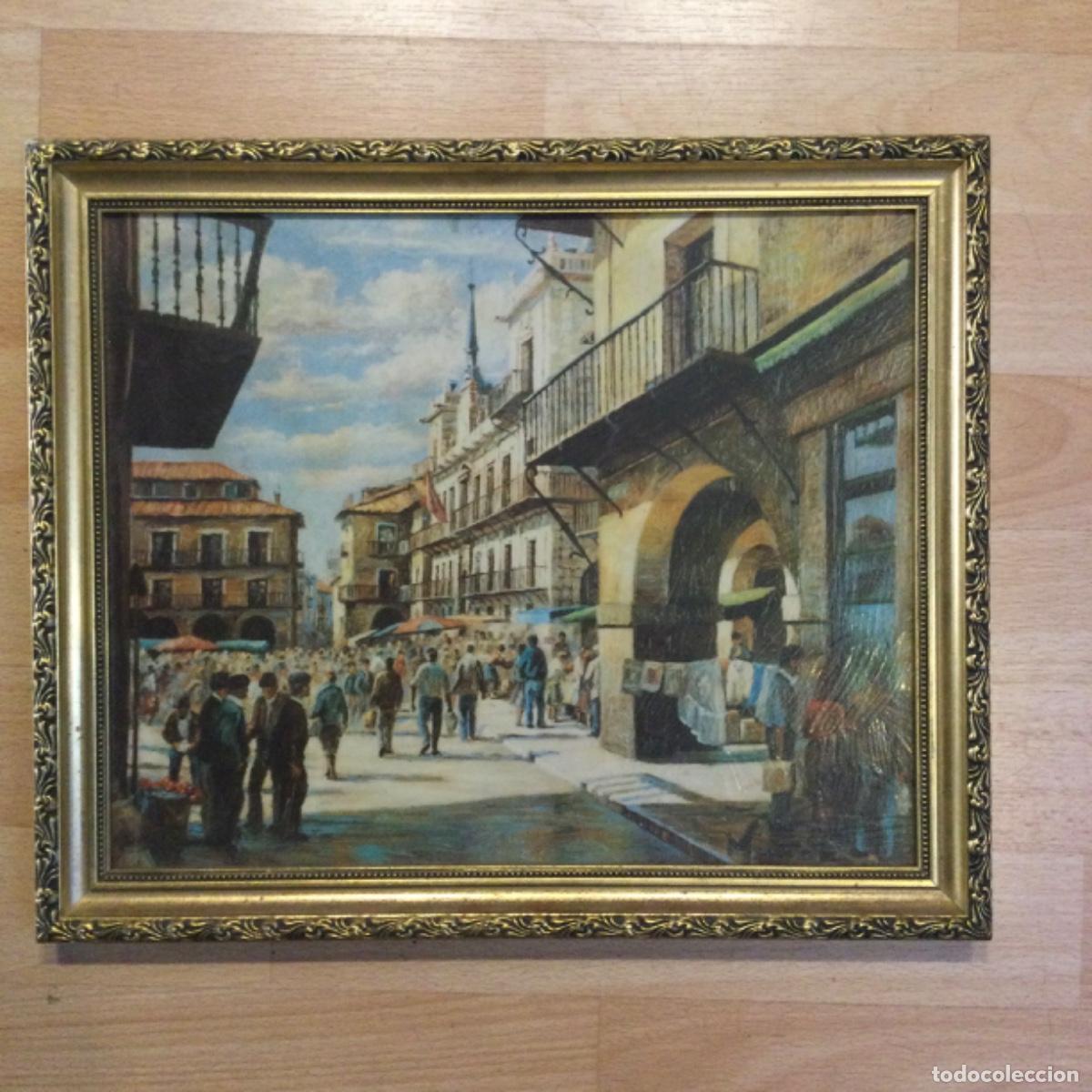 Vintage: Cuadro &ldquo;Plaza Mayor&rdquo; Le&oacute;n. Enmarcado.