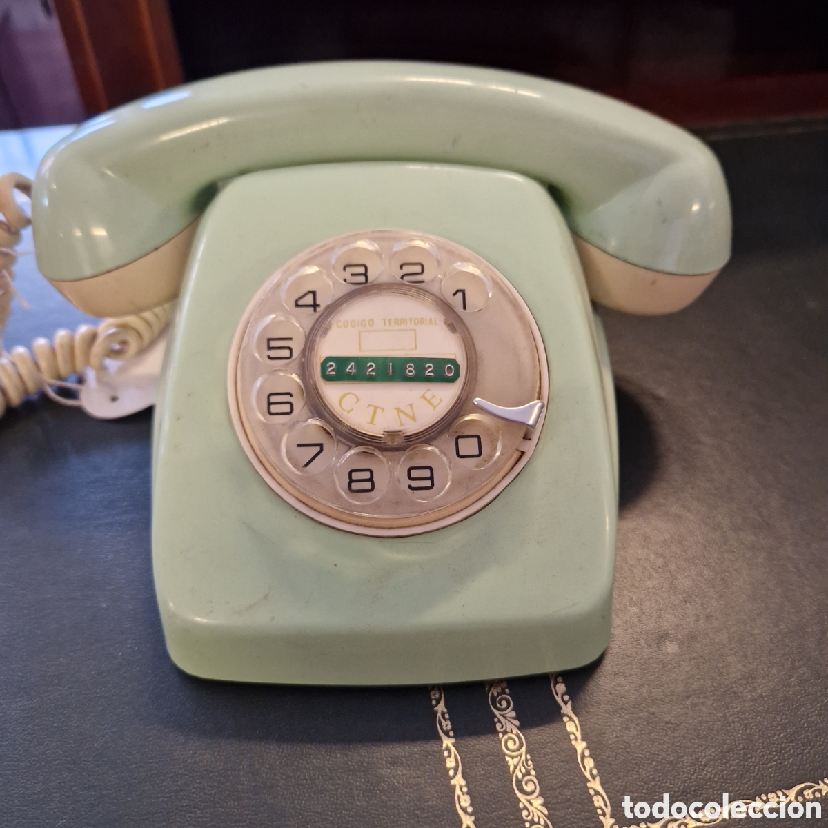 telefono fijo vintage verde claro - Compra venta en todocoleccion