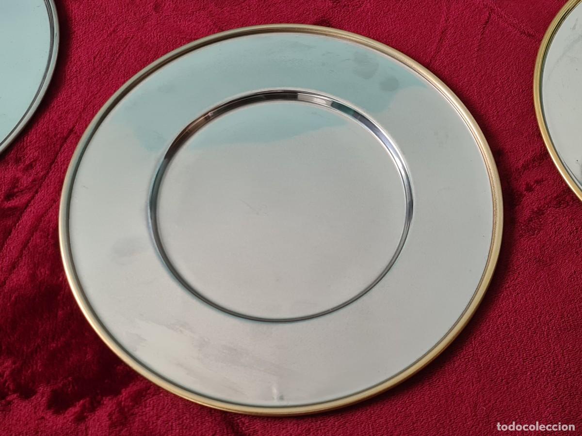 Vintage: 5 PLATOS DE RESPETO DE ACERO INOXIDABLE - Foto 2