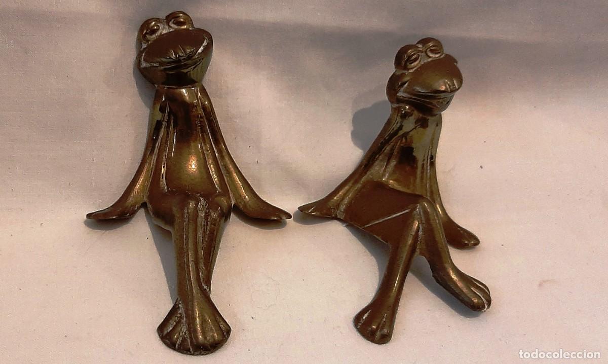 Vintage: Estatuas de rana de lat&oacute;n - Foto 2