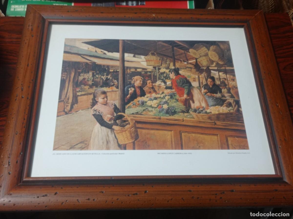 Vintage: cuadro l&aacute;mina muy bien enmarcada marco de madera 43x52