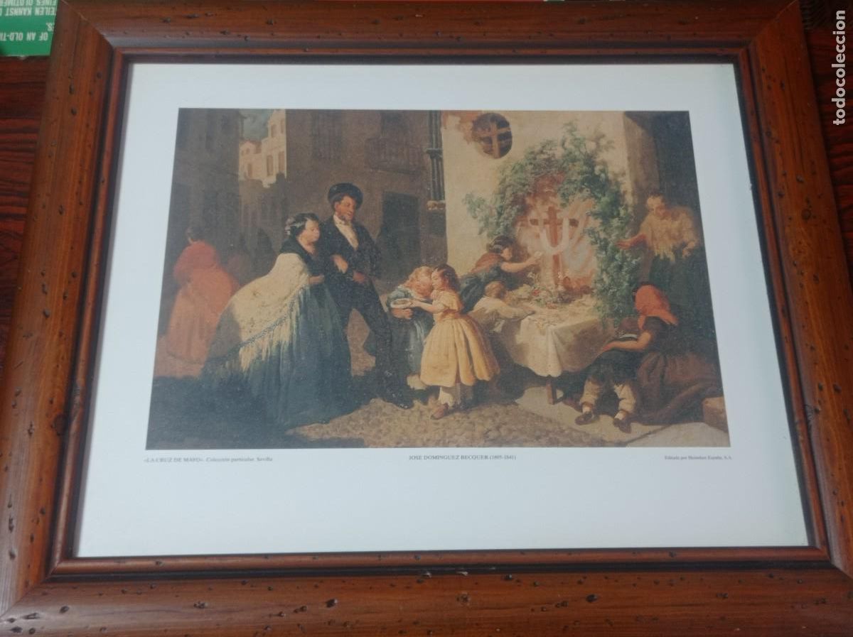 Vintage: cuadro l&aacute;mina muy bien enmarcada marco de madera 43x52